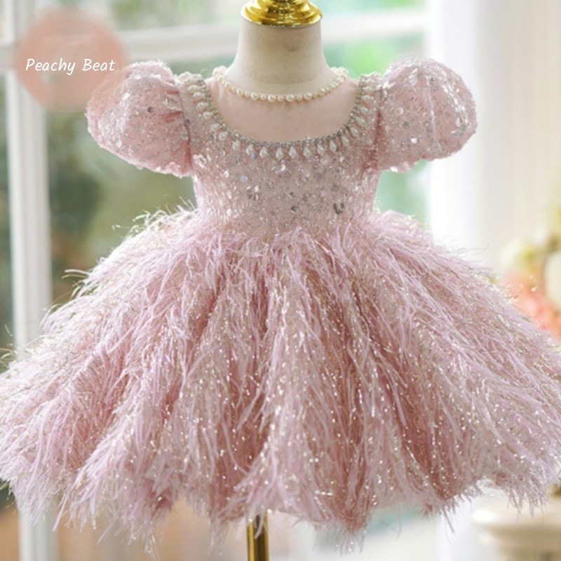 Baby Clothing For Girls - Gaun payet bulu bayi perempuan, pakaian
