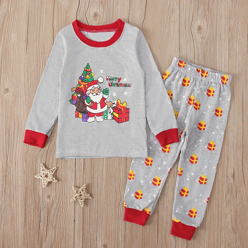 Baby Clothing For Girls - Piyama Anak Gambar Santa Klaus Abu-abu