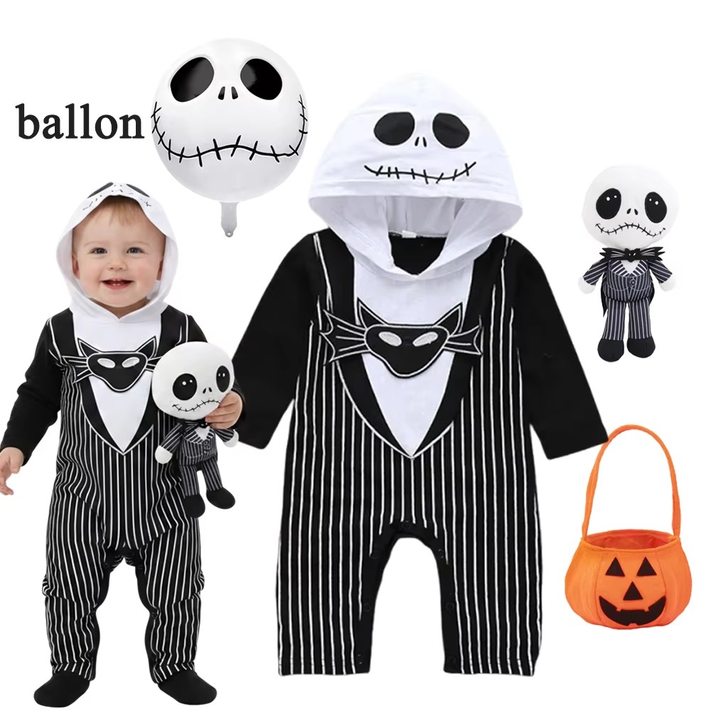 Baby Q Clothing - Romper berkerudung bayi laki-laki kostum Halloween