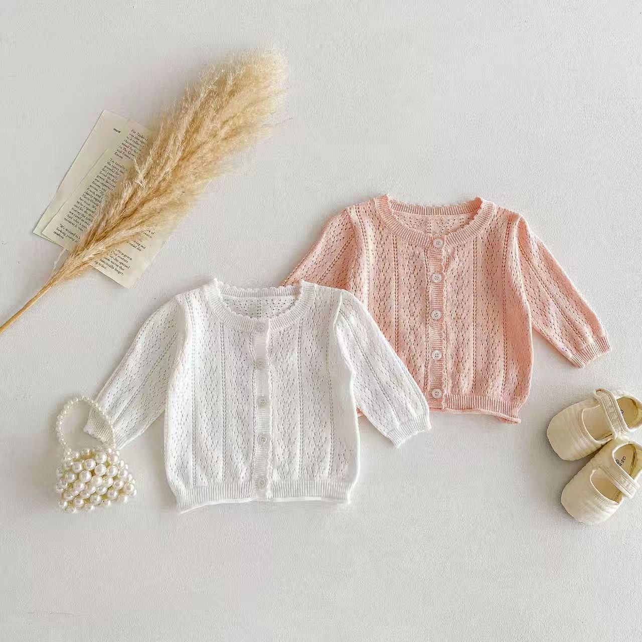 Knit Cardigan Infant - Atasan Bayi Perempuan Gaya Korea -
