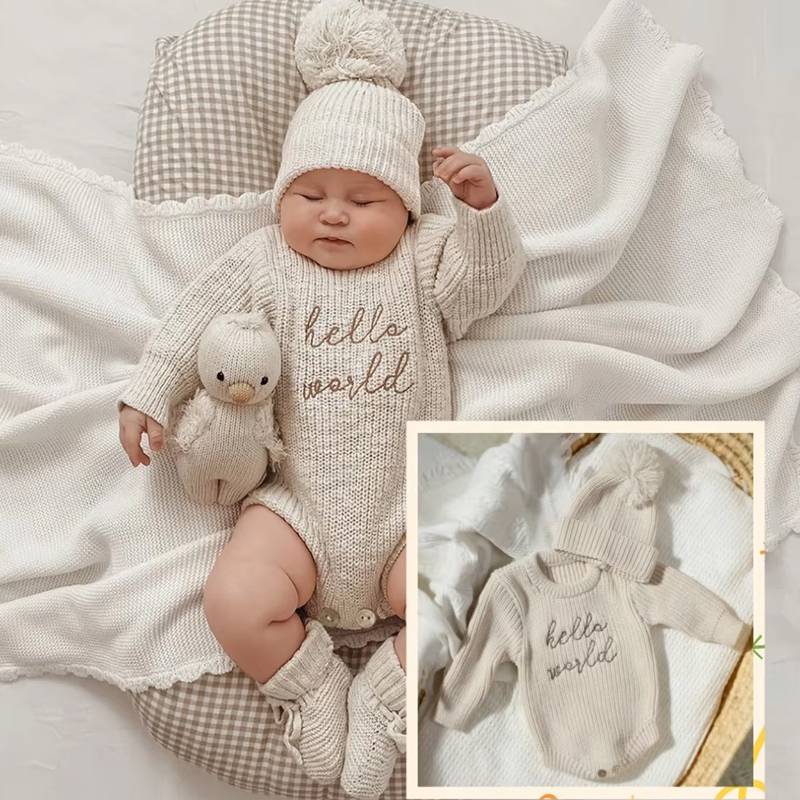 Baby Clothing Brand - Ylsteed Hello World Romper fotografi bayi,