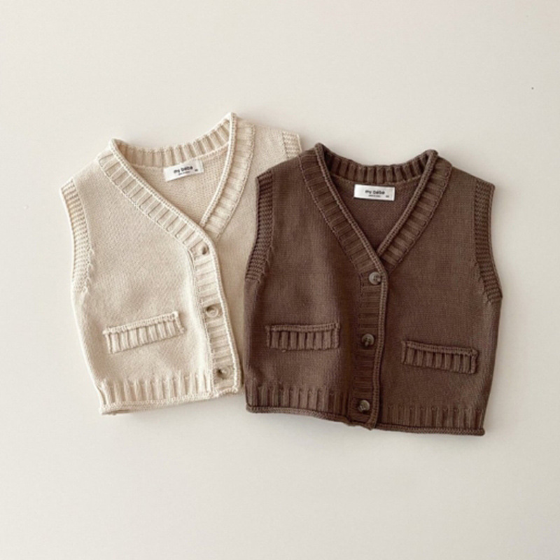 Knit Cardigan Infant - Rompi Rajut Tanpa Lengan Bayi Baru