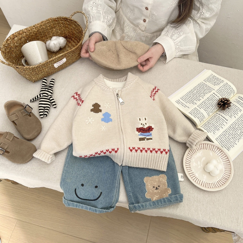 Sweater Bayi Gaya Korea Awal M - Knit Cardigan Infant ulasan dan harga