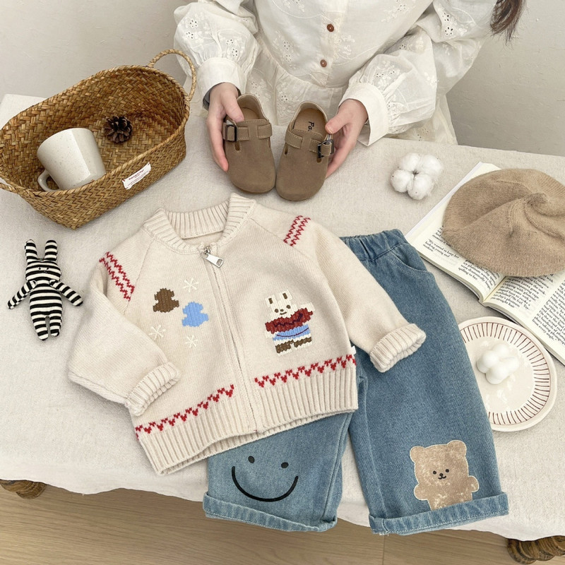 Sweater Bayi Gaya Korea Awal M - Knit Cardigan Infant ulasan dan harga