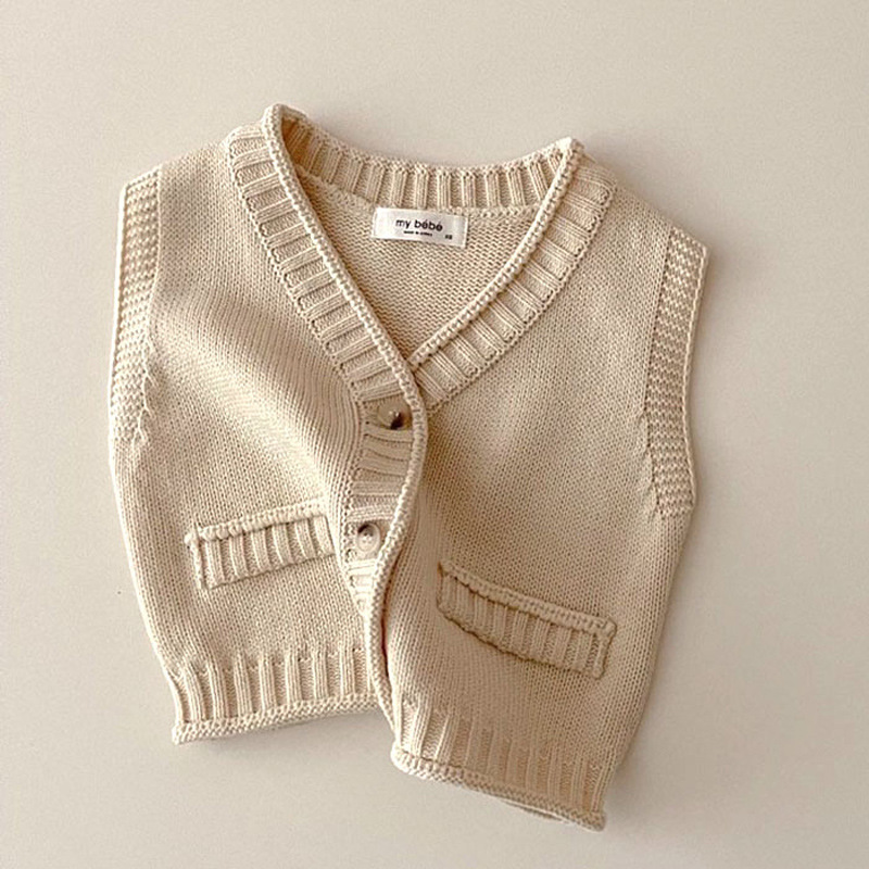 Rompi Rajut Tanpa Lengan Bayi  - Knit Cardigan Infant ulasan dan harga